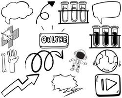 Set of item and symbol hand drawn doodle vector