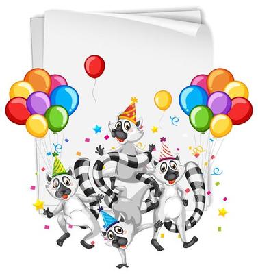 Paper template with cute animals in party theme