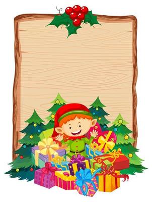 Blank wooden board with elf gift