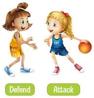 Opposite words with defend and attack vector