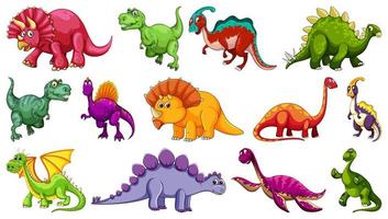 conjunto de diferentes personajes de dibujos animados de dinosaurios