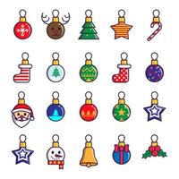 Christmas tree ornament icons set vector