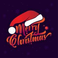Merry Christmas Text with Santa hat vector