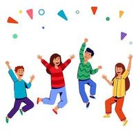 Cheering And Jumping Young People vector