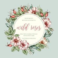 Wild roses floral frame vector