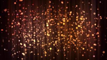 Soft golden particles floating slowly on background with vertical flares video