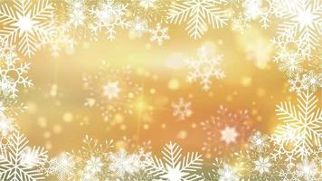 beautiful snowflakes rotating on a golden background lens flare bokeh video