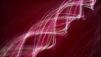 loop de linhas pontilhadas brilhantes formando uma hélice torcida em um fundo vermelho escuro 4k