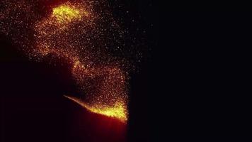 partículas de pó de brasas douradas brilham
