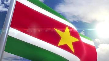 Waving flag of Suriname Animation video