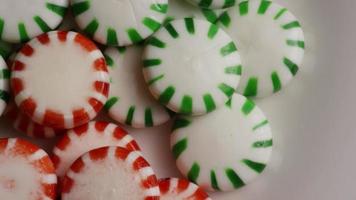 Rotating shot of spearmint hard candies - CANDY SPEARMINT 077 video