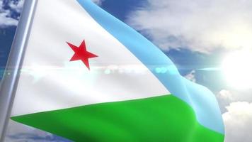 Waving flag of Djibouti Animation video