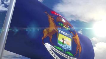 Waving flag of the state of Michigan USA video