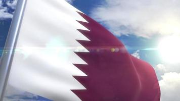 Waving flag of Qatar Animation video