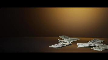 American 100 Bills Falling onto a Reflective Surface - MONEY 0003 video