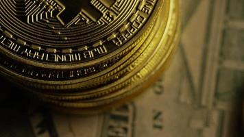 Rotating shot of Bitcoins digital cryptocurrency - BITCOIN 0205 video