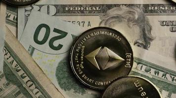 Rotating shot of Bitcoins digital cryptocurrency - BITCOIN ETHEREUM 198 video
