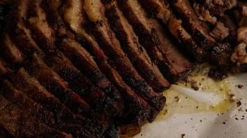 Rotating shot of delicious smoked brisket - BBQ 082 video