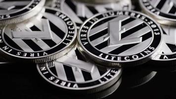 Rotating shot of Bitcoins digital cryptocurrency - BITCOIN LITECOIN 428 video