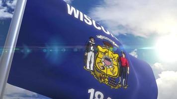 Agitant le drapeau de l'état du wisconsin usa video