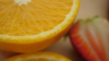 Sliced orange and other fruits video