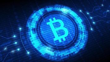 Bitcoin-Symbol mit futuristischem Hud video