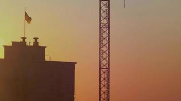 The Flag of Ukraine on the Top of the Building video