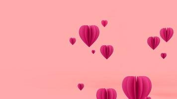rosa papper hjärta flyter upp. video