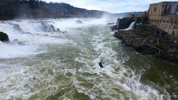 Aerial Footage of Jetskiers on Rapids  video