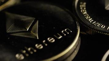 Rotating shot of Bitcoins digital cryptocurrency - BITCOIN ETHEREUM 120 video