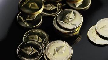 Rotating shot of Bitcoins digital cryptocurrency - BITCOIN ETHEREUM 173 video