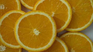 Orange fruit slice in slow motion video