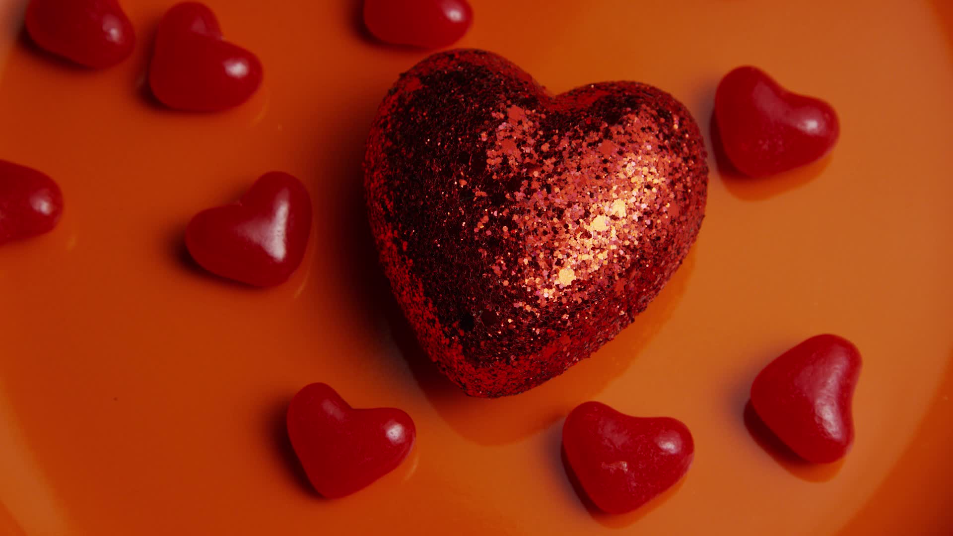 Rotating stock footage shot of Valentines decorations and