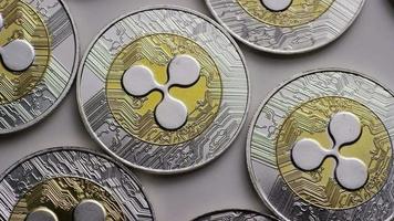 Rotating shot of Ripple Bitcoins digital cryptocurrency - BITCOIN RIPPLE 0005 video