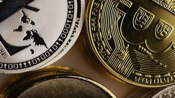 Rotating shot of Bitcoins digital cryptocurrency - BITCOIN MIXED 010 video
