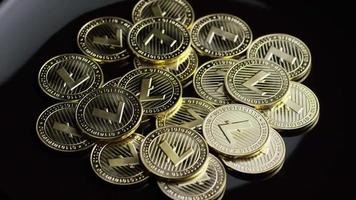 Rotating shot of Bitcoins digital cryptocurrency - BITCOIN LITECOIN 237 video