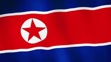 Bandeira da Coreia do Norte tremulando