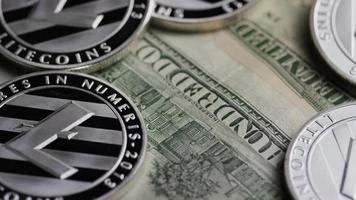 Rotating shot of Bitcoins digital cryptocurrency - BITCOIN LITECOIN 611 video