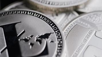 Rotating shot of Bitcoins digital cryptocurrency - BITCOIN LITECOIN 489 video