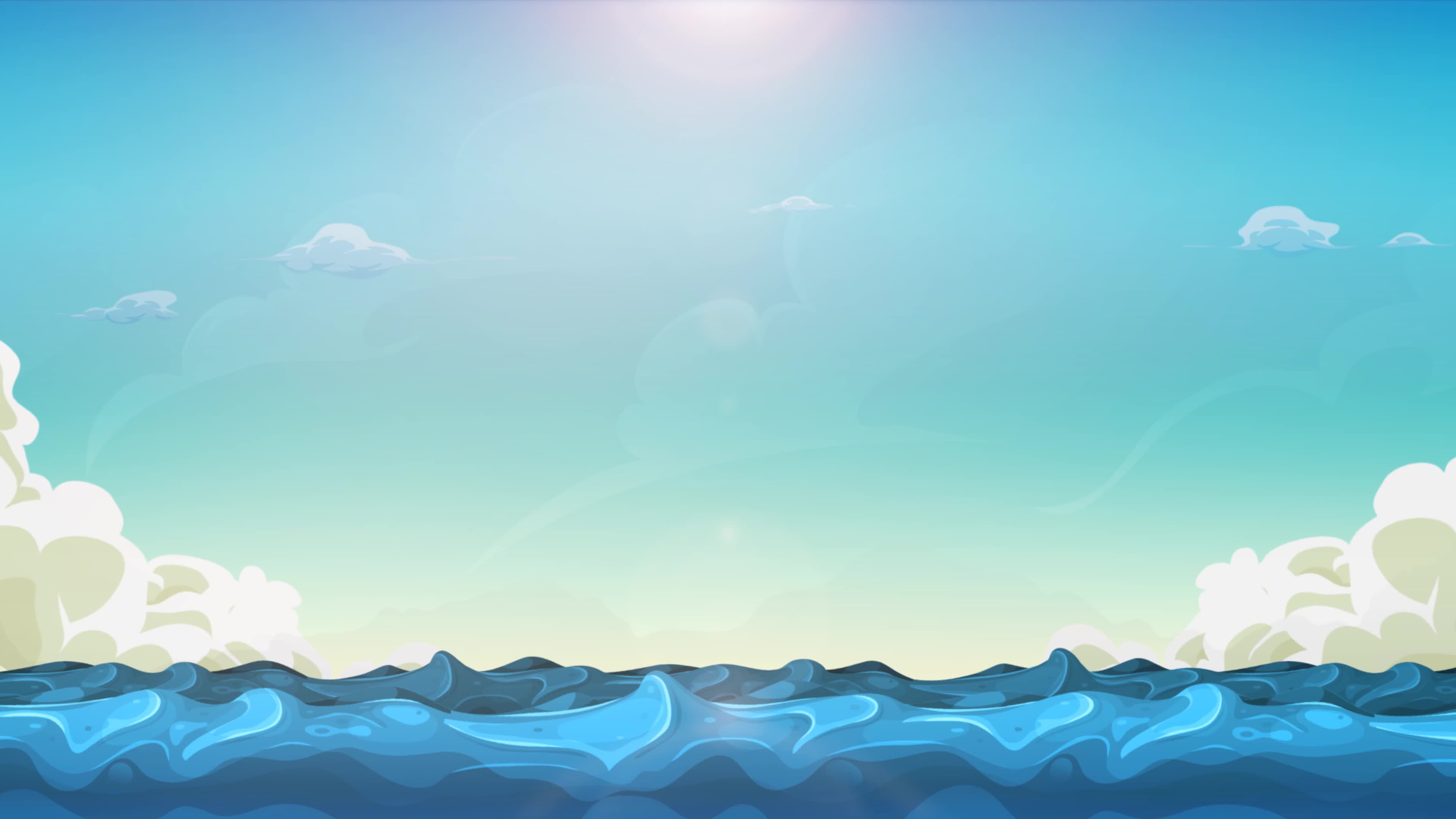 Cartoon Ocean Landscape Background Loop 1787235 Stock Video at ...
