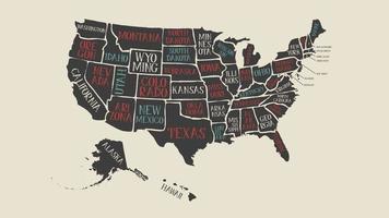 Vintage American Map Animation With States Names video