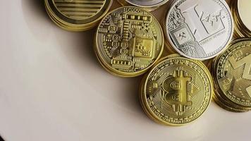 Rotating shot of Bitcoins digital cryptocurrency - BITCOIN MIXED 005 video