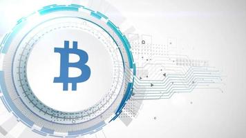 bitcoin cryptocurrency icon animation white digital elements technology background video