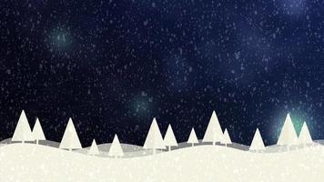 Snow and Christmas trees HD 1080 blue bokeh background