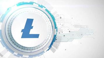 litecoin cryptocurrency icona animazione bianco elementi digitali tecnologia sfondo video