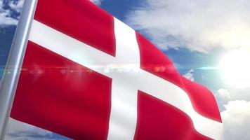 Waving flag of Denmark Animation video