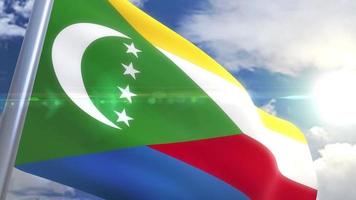 wehende Flagge der Komorenanimation video