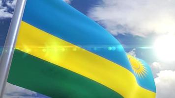 Waving flag of Rwanda Animation video