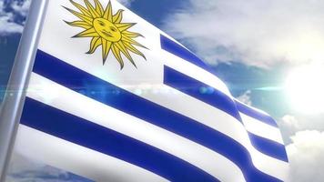 agitant le drapeau de l'uruguay animation video