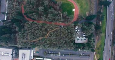 Aerial View of Nike Headquarters Track Field in the Rain video